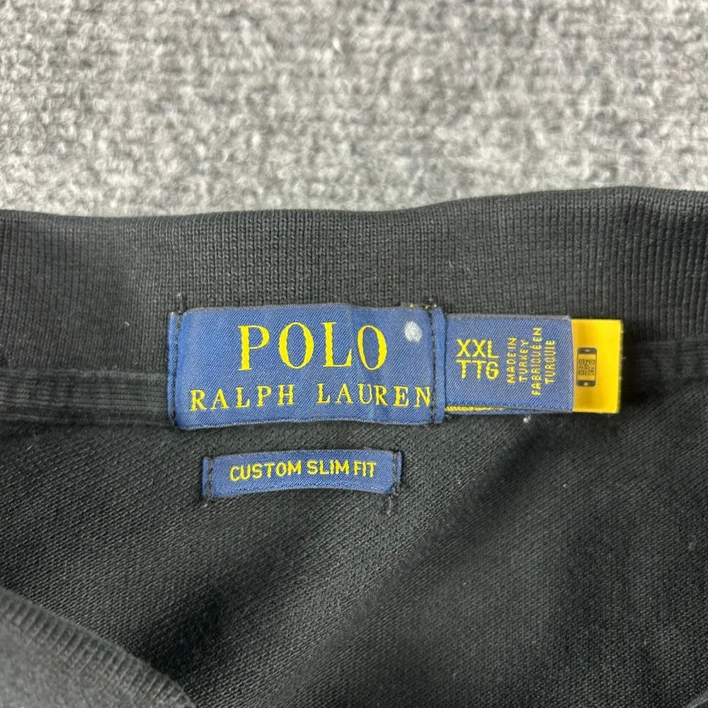 Polo Ralph Lauren Polo Shirt Mens XXL Black Custom Slim Fit‎ Red Pony Logo Short